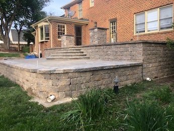 Retaining wall, patio and steps