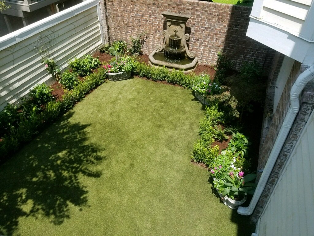 Synthetic Turf in backyard landscape