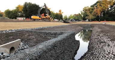 Retention pond under construction