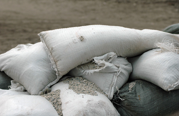 Sand Bags protect shore from coastal erosion