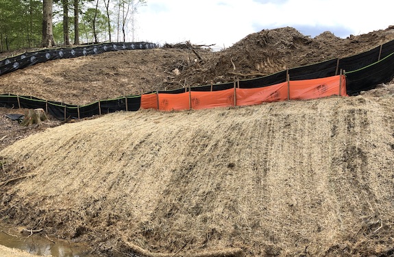 Erosion control blankets on site