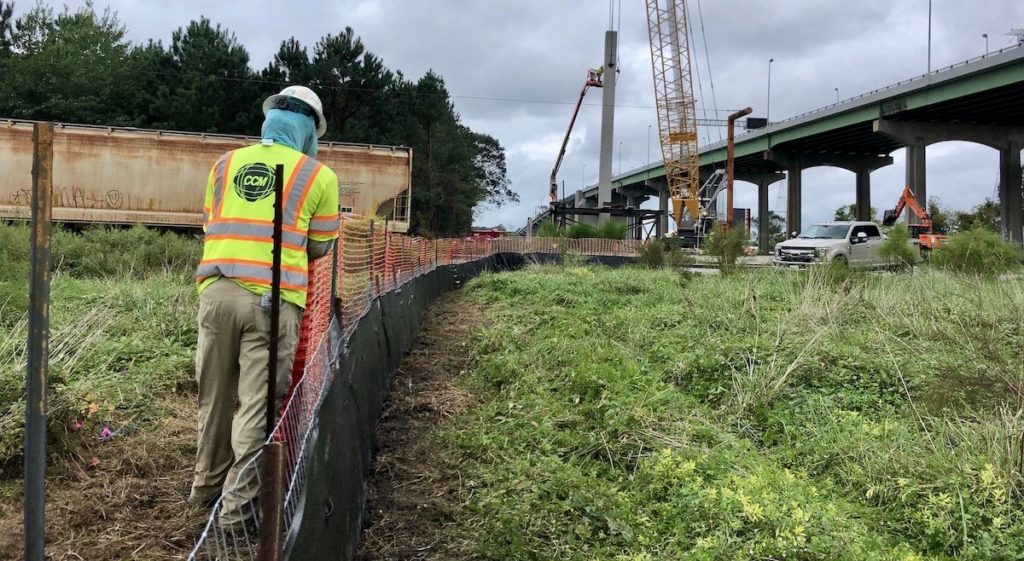 Installing silt fence with wire and steel posts