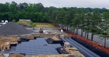 Installation of subsurface stormwater system in Richmond, Virginia