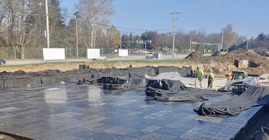 Modular storm system at apartment construction site