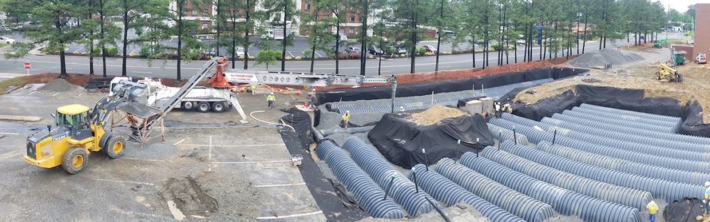 Installing stormwater chambers at Brookfield Commons