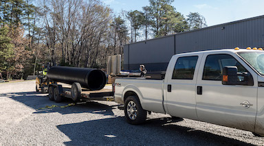 Customer picking up HDPE pipe at Colonial Construction Materials