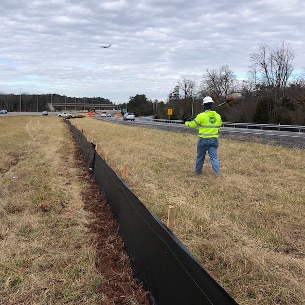 W100 Silt Fence on interstate expansion project