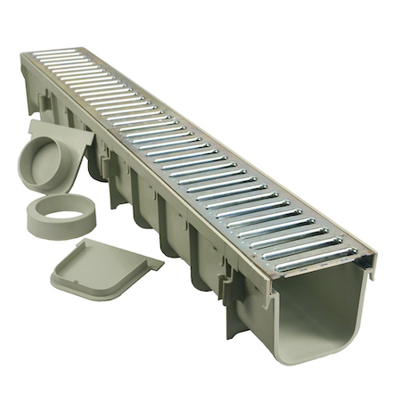 5" Pro Series Channel Drain Kit with Metal Grate