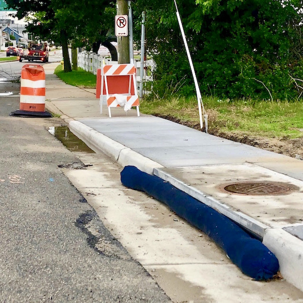 Compost Filter Sock for curb inlet protection on road reconstruction
