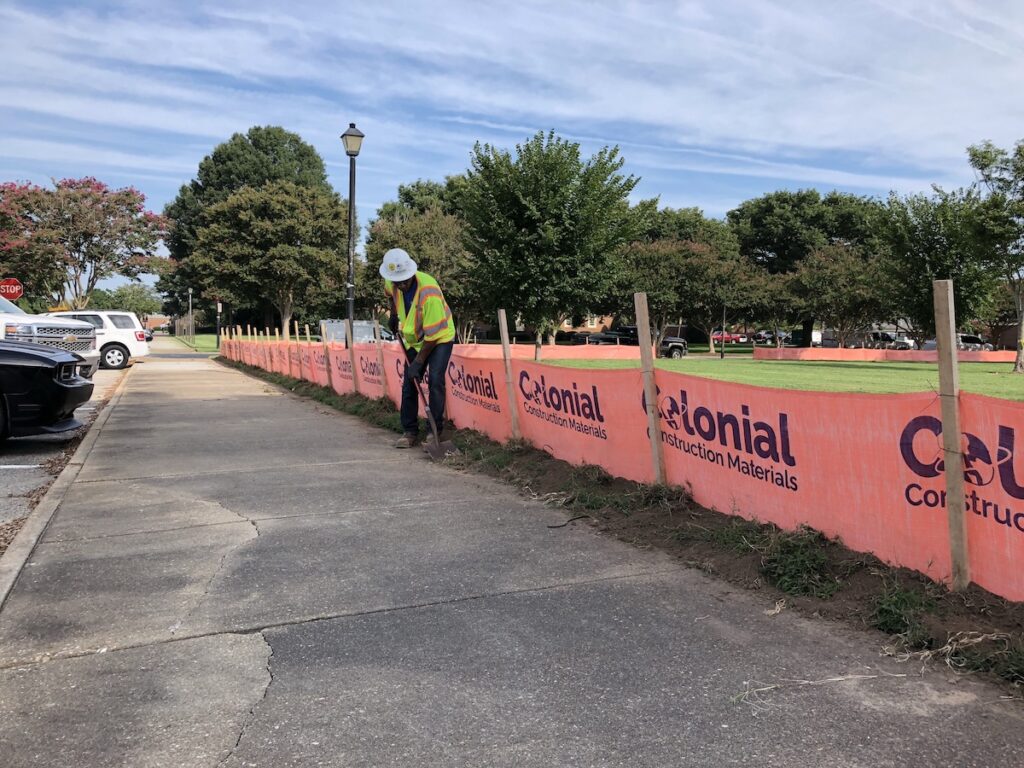 Orange logo silt fence