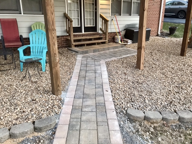 Paver path to backyard patio