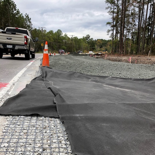 Medium weight nonwoven geotextile applied for separation on road approach