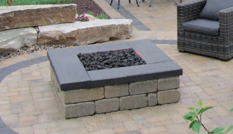 Stonegate square fire pit for backyard