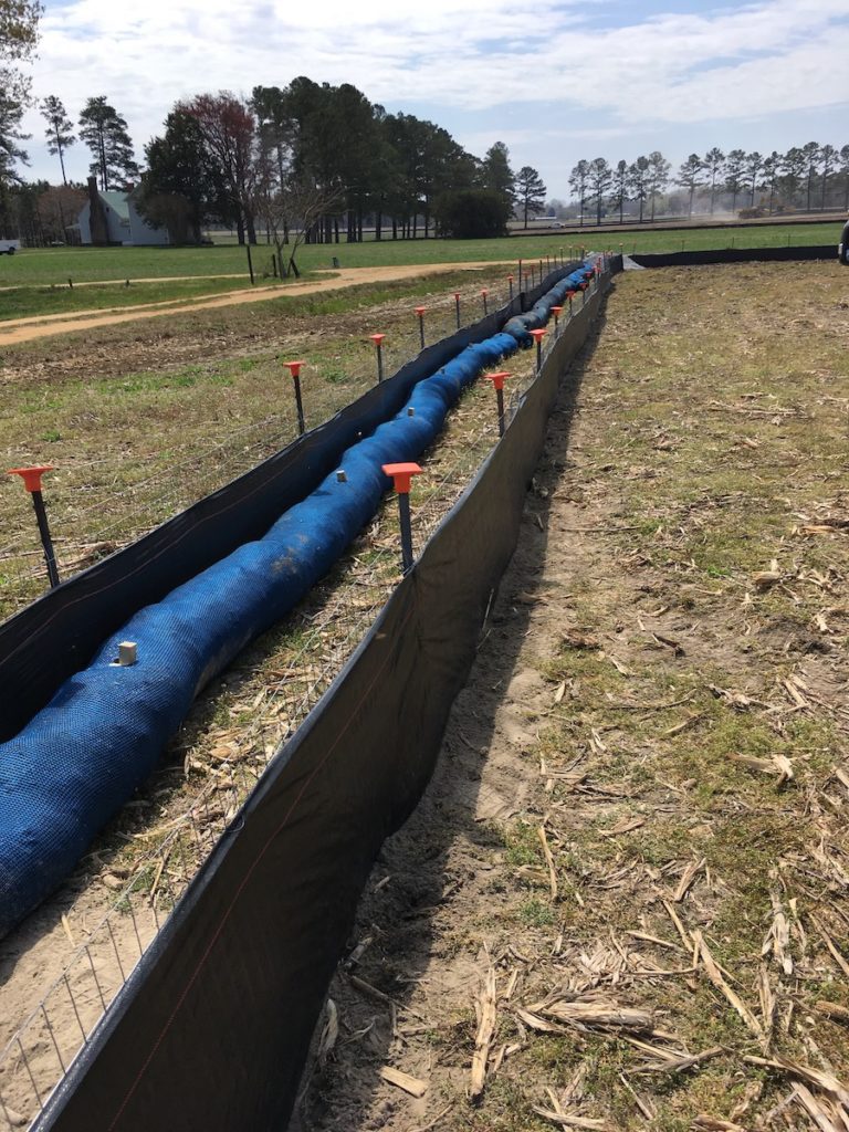 Compost Filter Sock reinforces wire backed silt fence