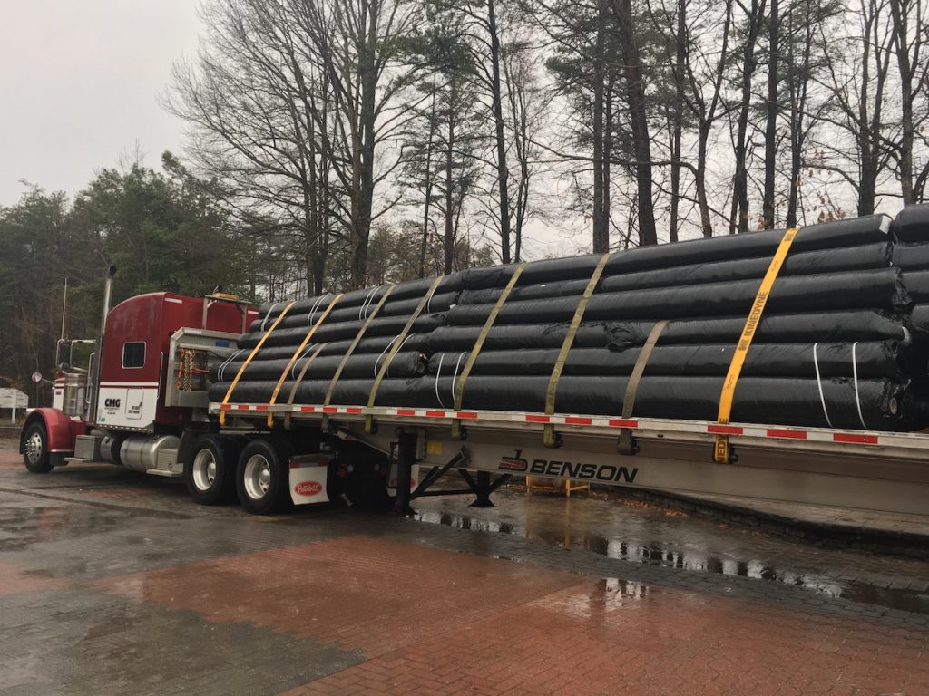 Truckload of geotextile fabric