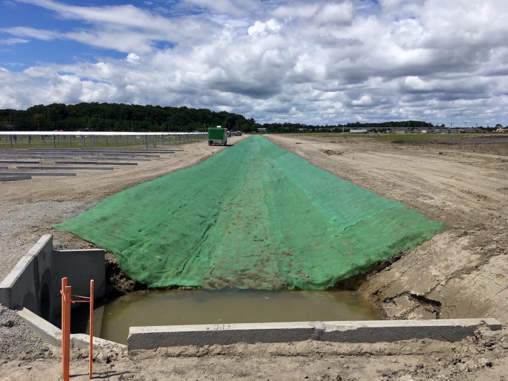 Recyclex lined channels at Oceana Solar Farm