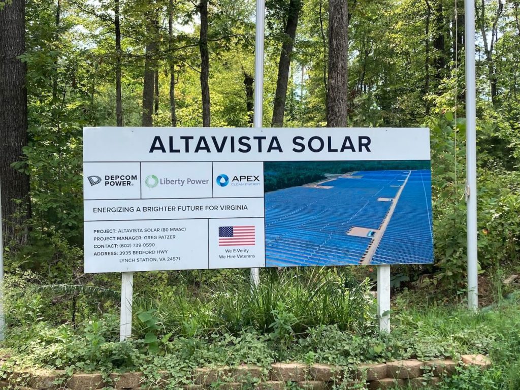 Construction signage for Altavista Solar
