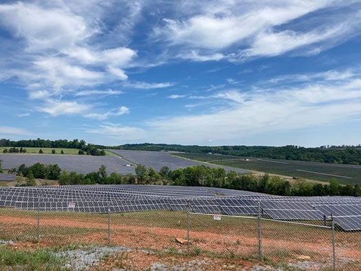 Solar panels on Virginia solar farm