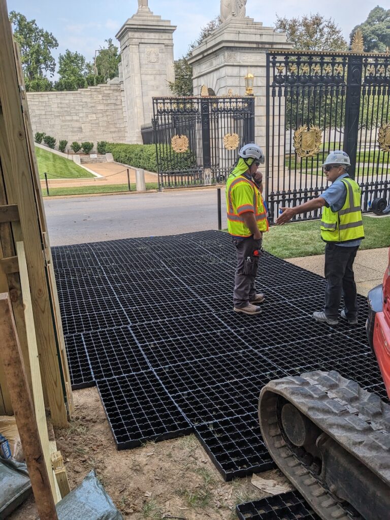 Ground protection mats for construction