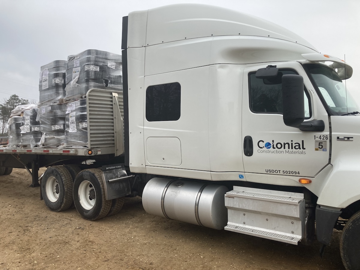 Truckload of GEOWEB geocell and nonwoven geotextile fabric