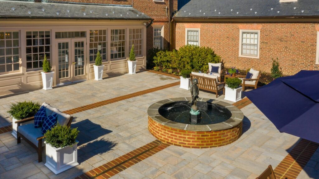 Hardscape patio with fountain
