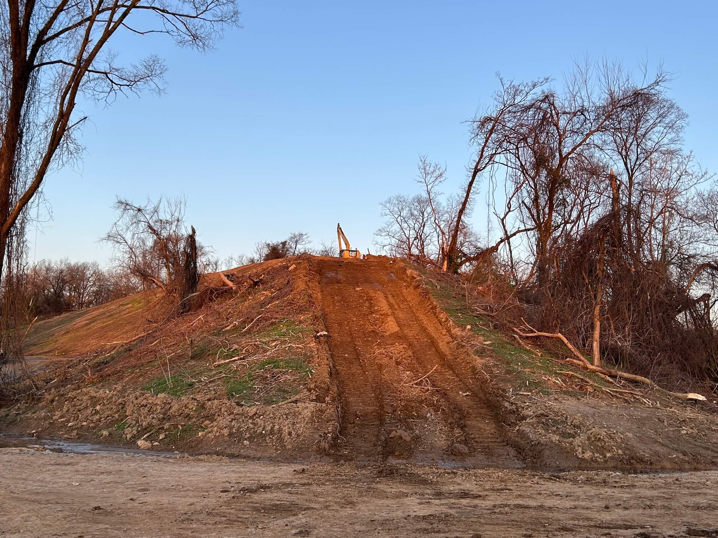 Slope cleared for Installing GEOWEB soil protection system for 68th Street Dump Superfund Site