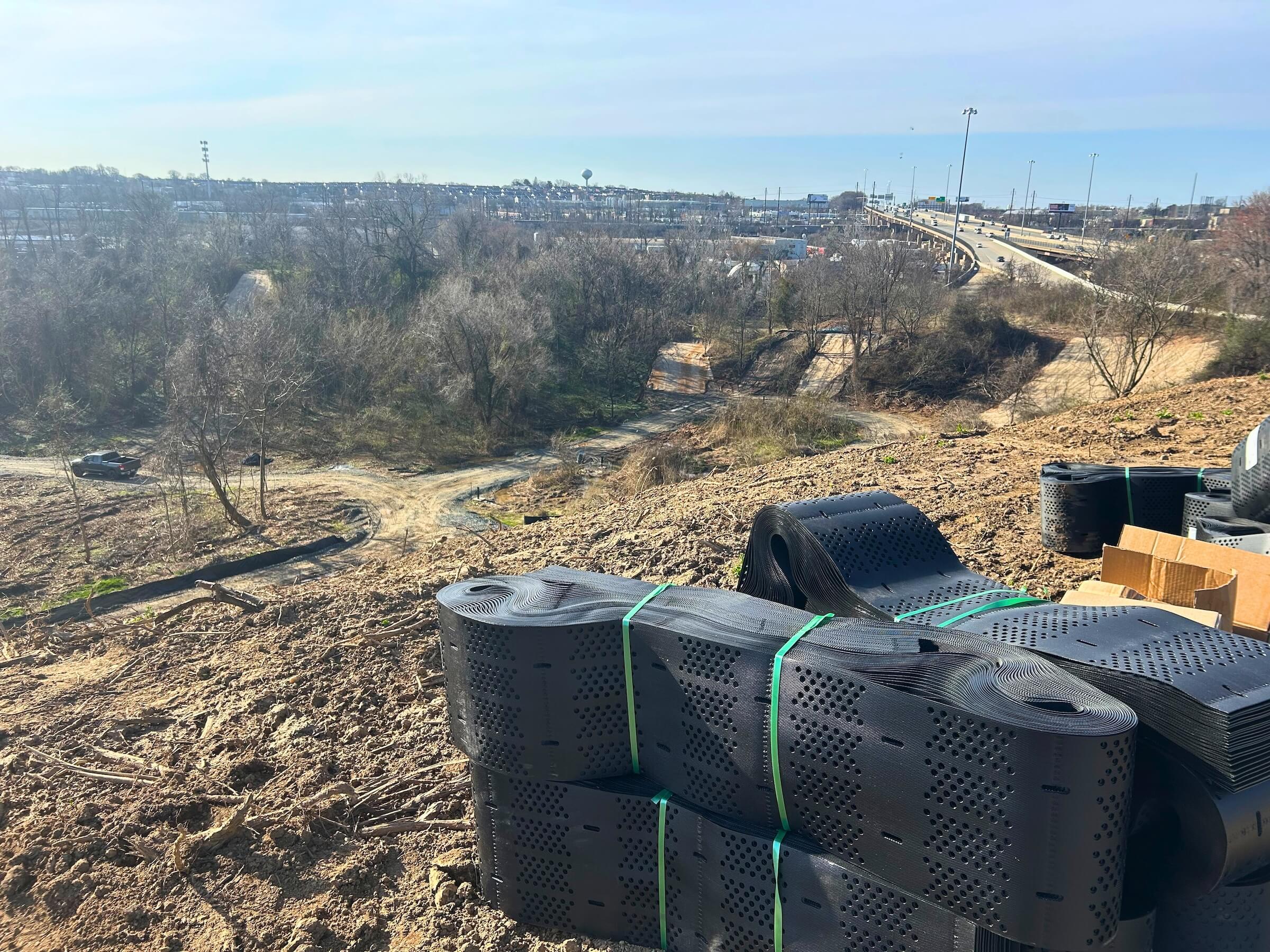 Installing GEOWEB soil protection system for 68th Street Dump Superfund Site