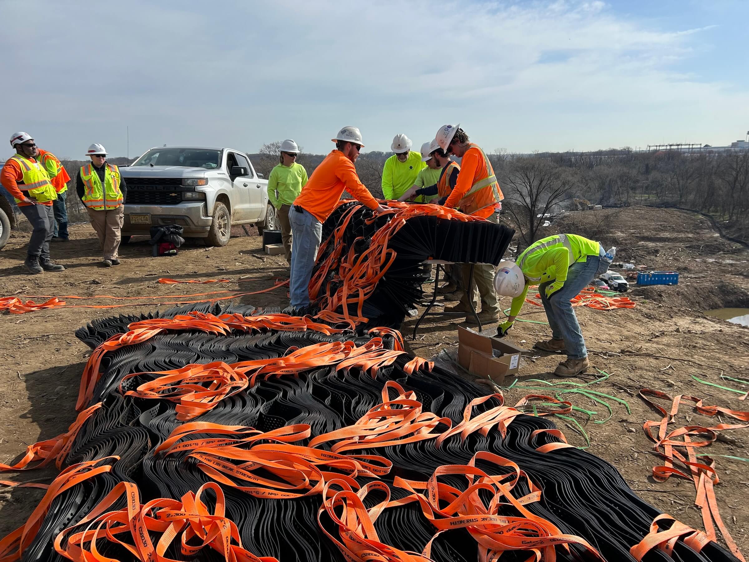 Installing GEOWEB soil protection system for 68th Street Dump Superfund Site
