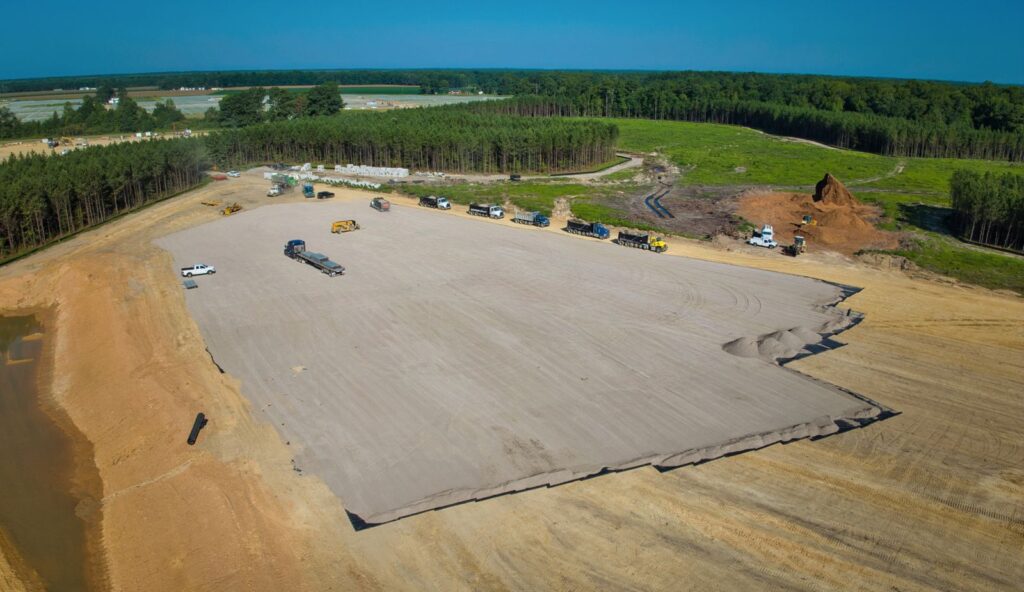 Geotextile fabric for large solar farm