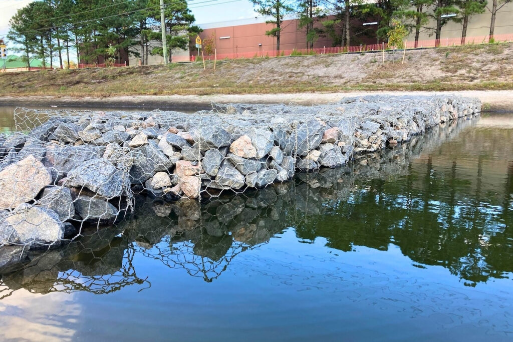 gabion basket 1200800 gabion basket across BMP pond