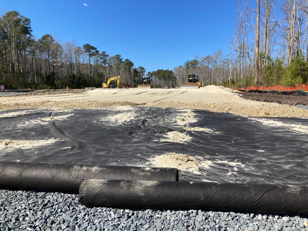 Nonwoven geotextile for road work