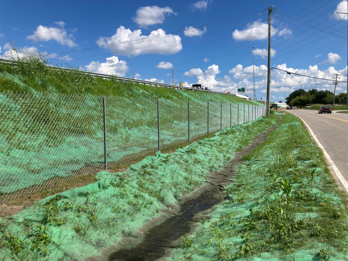 Recyclex Turf Reinforcement Mat for interstate improvements