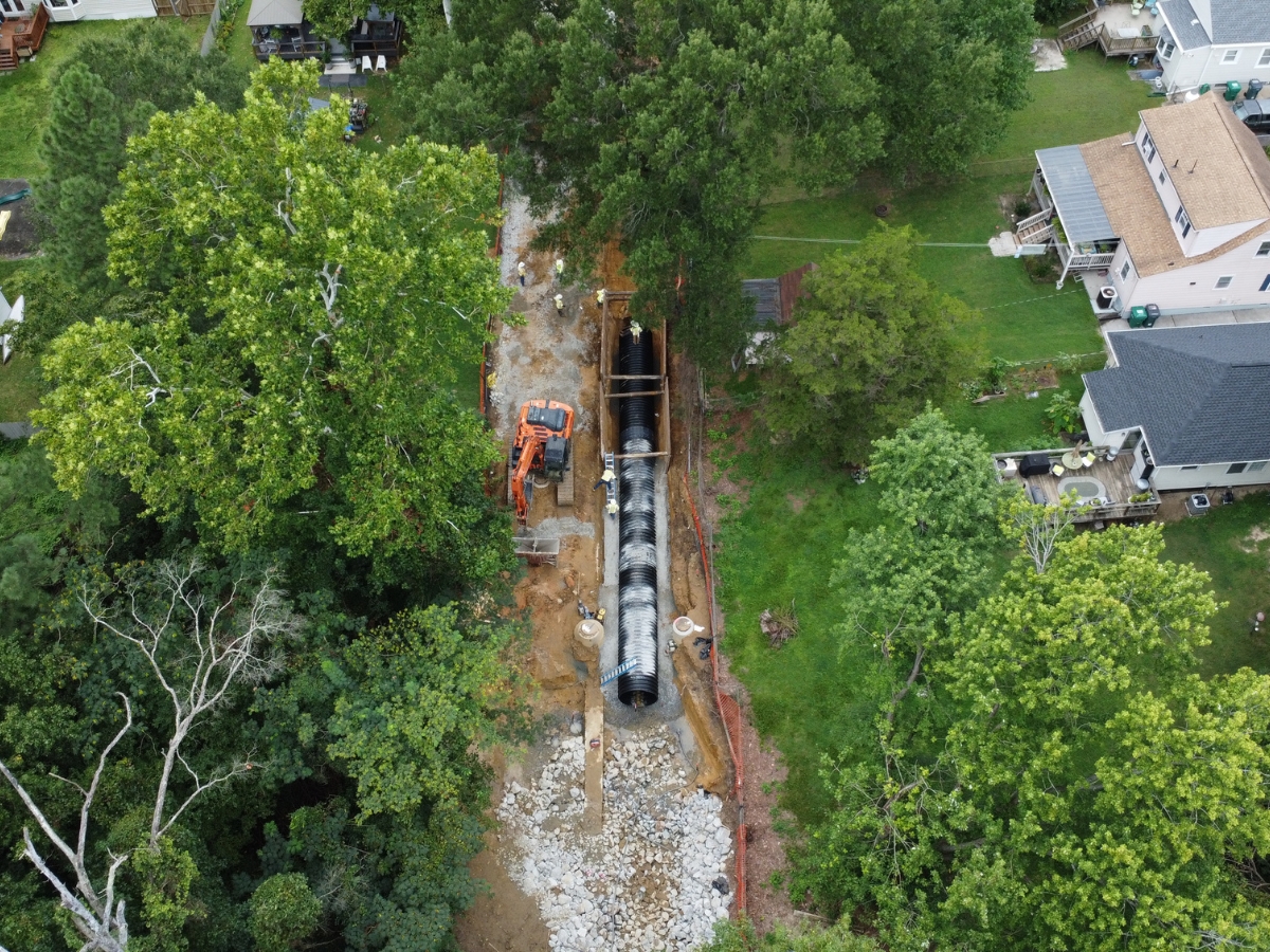 Aerial view of SRPE installation at Dellrose Avenue