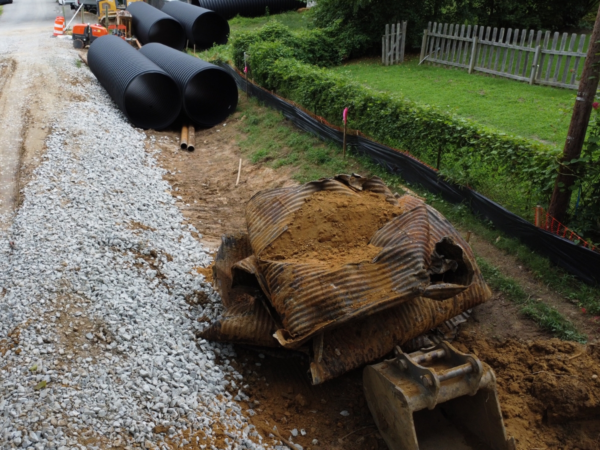 Corroded corrugated metal pipe